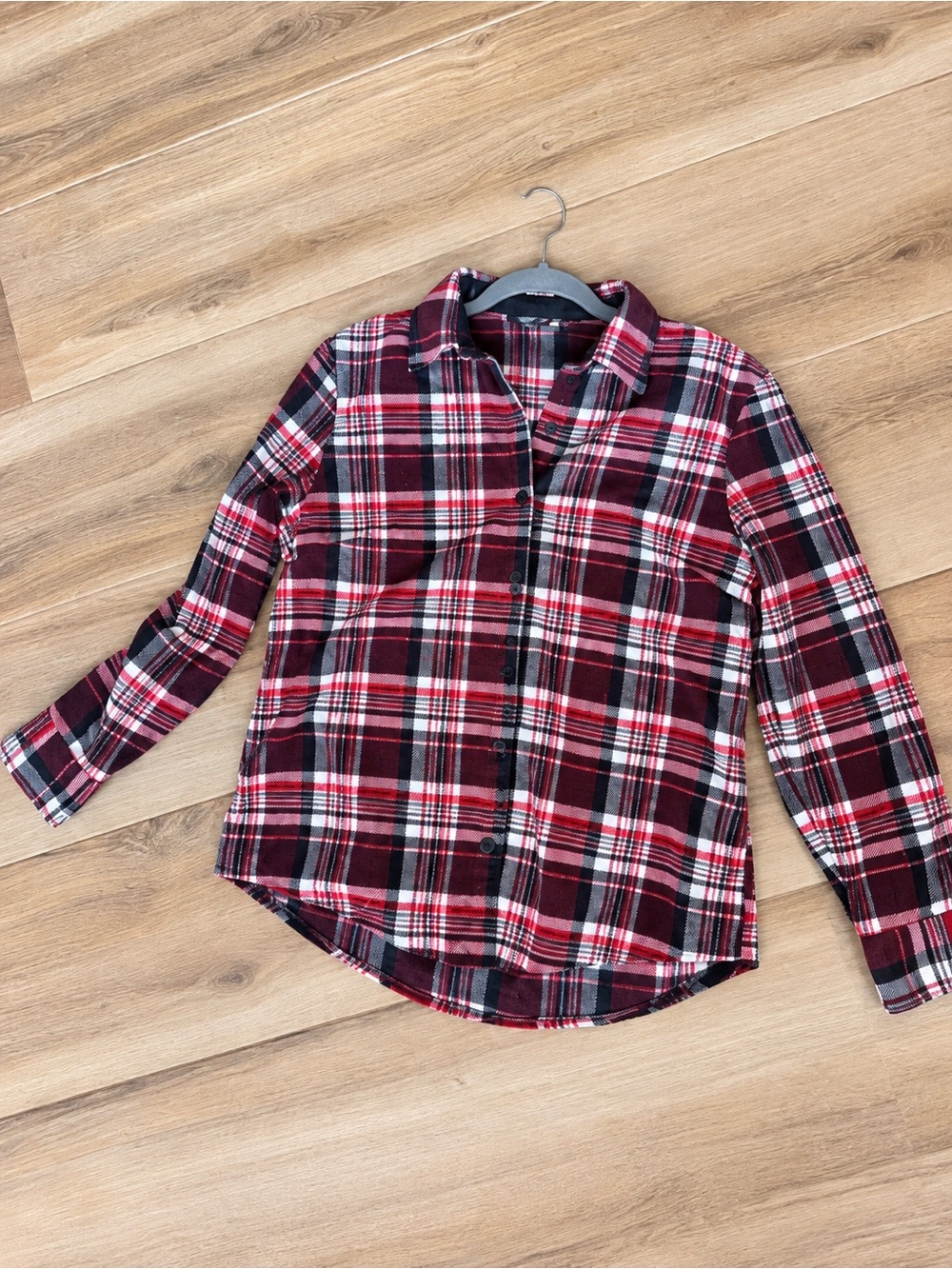 Riders by Lee Red Black Plaid Fleece Button Down S Made in Bangladesh